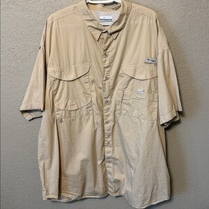 Columbia Men’s PFG short-sleeve button-down Tan shirt 3X